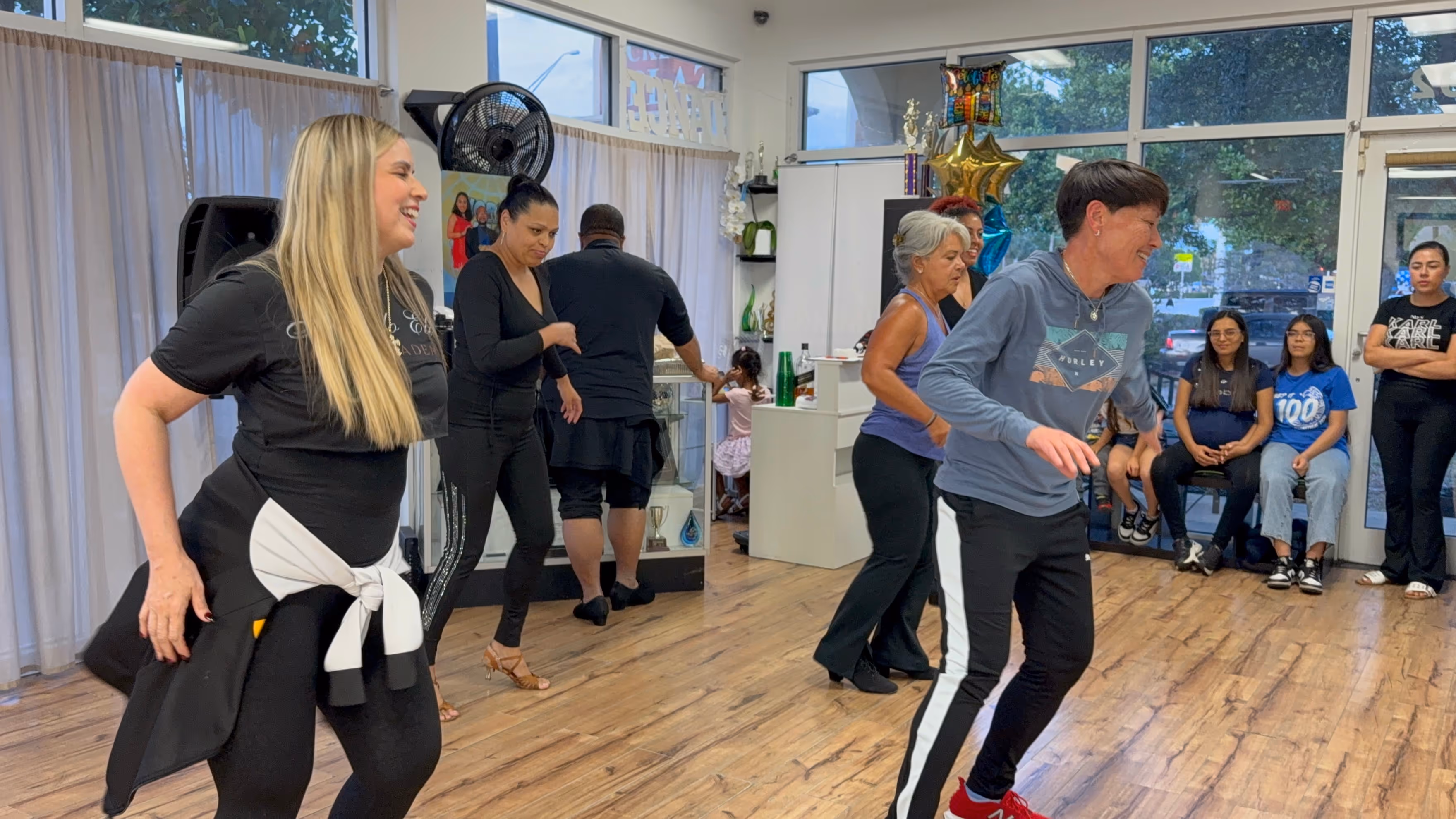 Bachata dancers performing a smooth flow